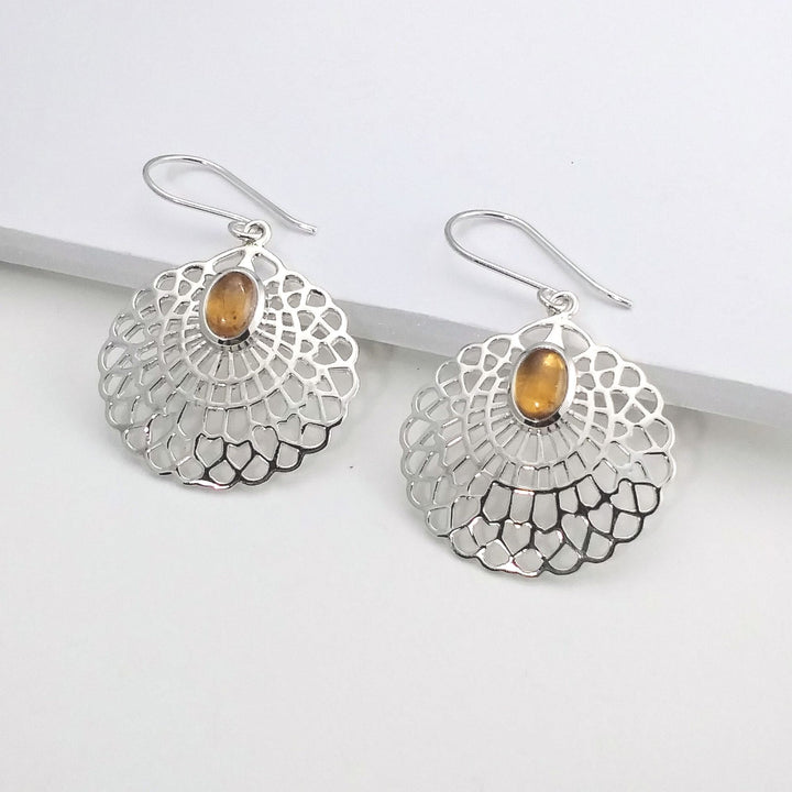 Boucles d'oreilles grenat hessonite d'Asbestos