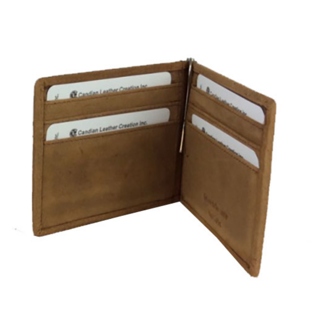 Portes-cartes Canadian Leather avec pince à billets et 6 compartiments à cartes