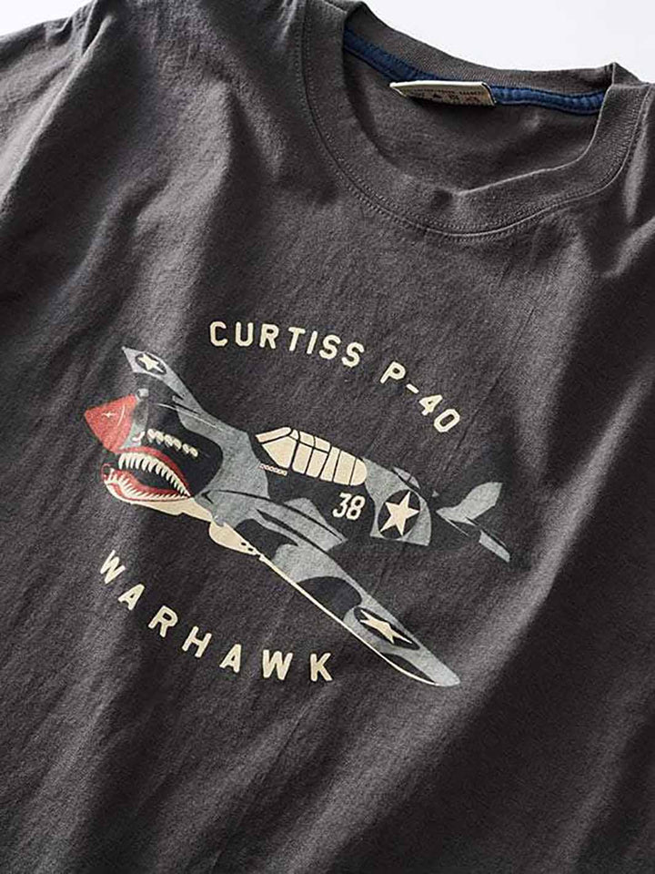 Détails du Tshirt P-40 Curtiss charbon pour hommes
