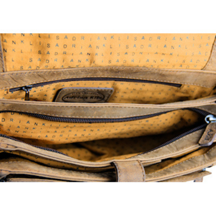 Intérieur d'un sac en cuir de bison 2303 avec deux compartiments