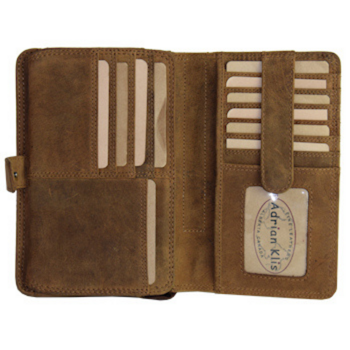 Intérieur de la sacoche en cuir de bison avec portes-cartes intégrés