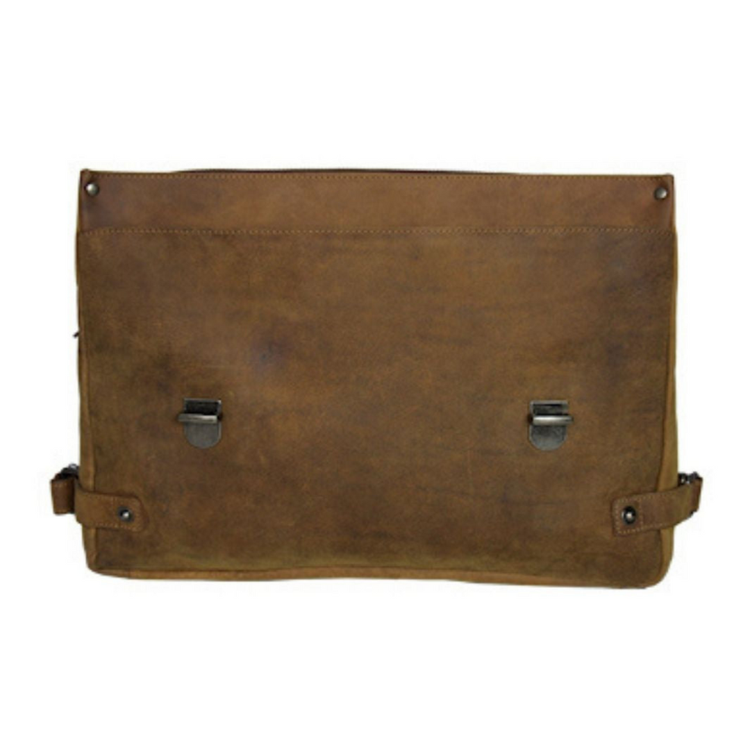 sac de cuir de bison couleur brune rabat ouvert